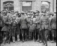 Soldiers Holding Back Children in Dublin, 1922. Creator: British Pathe Ltd