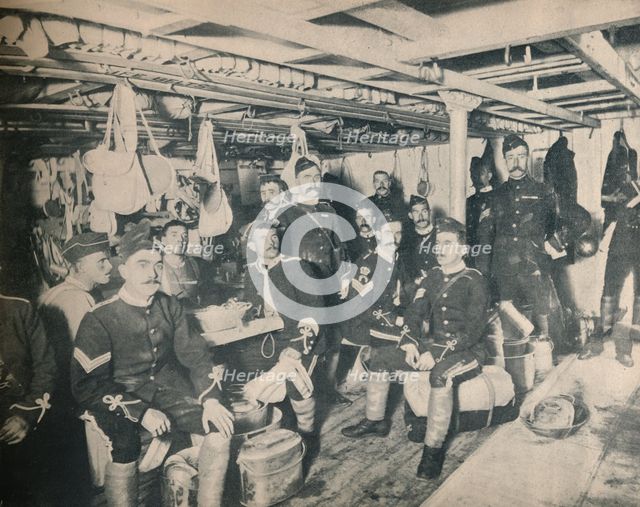 'Soldiers in a Cabin of a Transport', c1900. Creator: Unknown.
