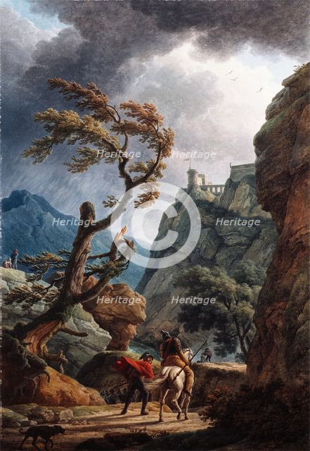 Soldiers in a Mountain Gorge, with a Storm, 1789. Creator: Claude-Joseph Vernet.