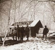 Soldiers in the snow, Forêt de la Reine, France, c1914-c1918
