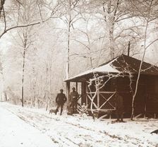 Soldiers in the snow, Marquenterre, northern France, c1914-c1918