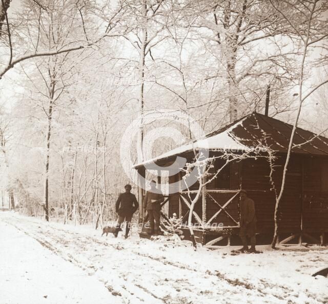 Soldiers in the snow, Marquenterre, northern France, c1914-c1918. Artist: Unknown.