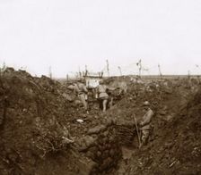 Soldiers in the trenches, Massiges, northern France, c1914-c1918