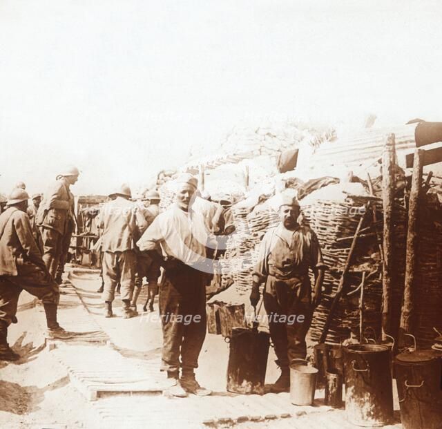 Soldiers in the trenches, Belgium, c1914-c1918. Artist: Unknown.