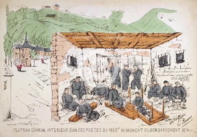 Soldiers inside a building during a bombardment, Franco-Prussian War, December 1870. Artist: Anon