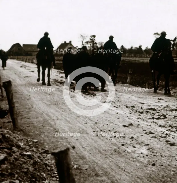 Soldiers on a road, c1914-c1918. Artist: Unknown.