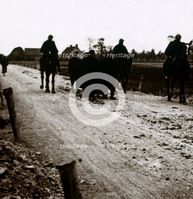 Soldiers on a road, c1914-c1918. Artist: Unknown.
