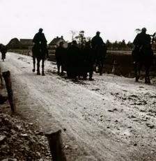 Soldiers on a road, c1914-c1918