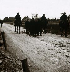 Soldiers on a road, c1914-c1918