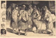Soldiers on Leave - Night Scene (Permissionnaires - Effet de Nuit), 1916. Creator: Theophile Alexandre Steinlen