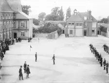 Soldiers on parade at the parade ground in Cowley, Oxford, Oxfordshire Artist: Henry Taunt
