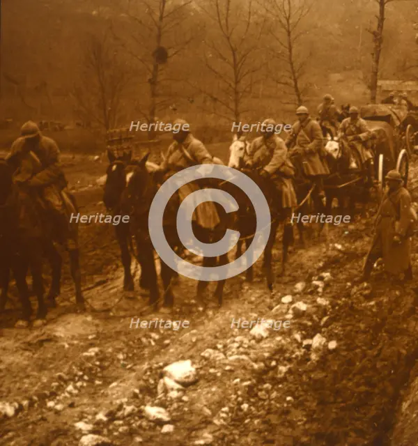 Soldiers on the move, c1914-c1918. Artist: Unknown.