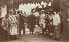 Soldiers, one in drag, performing in the concert party "The Goods", 1918. Creator: Unknown