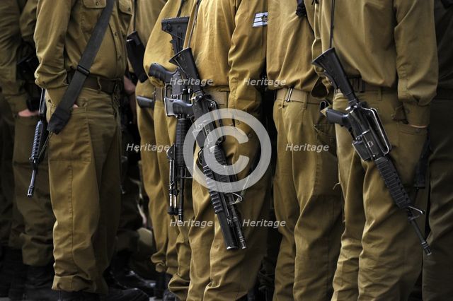 Soldiers of Israel's military visiting the Western Wall, Jerusalem, Israel, 2013. Creator: LTL.