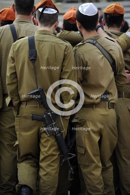Soldiers of Israel's military visiting the Western Wall, Jerusalem, Israel, 2013. Creator: LTL.