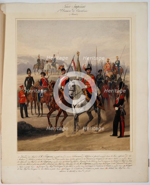 Soldiers of the 1st Guard Cavalry Division of the Russian Imperial Guard, 1867. Artist: Piratsky, Karl Karlovich (1813-1889)