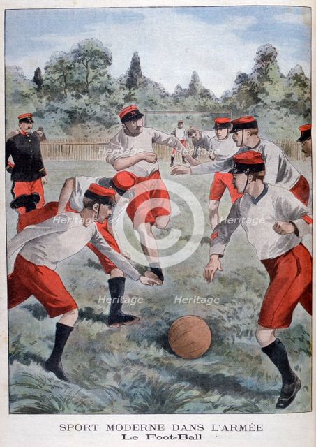 Soldiers of the French army playing football, 1902. Artist: Unknown
