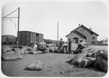 Soldiers of the French Foreign Legion at a railway yard, Syria, 20th century