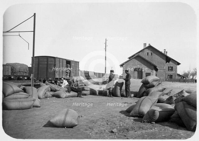 Soldiers of the French Foreign Legion at a railway yard, Syria, 20th century. Artist: Unknown