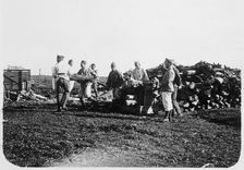 Soldiers of the French Foreign Legion stacking logs, Syria, 20th century