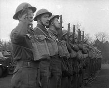 Soldiers Lining Up, 1941. Creator: British Pathe Ltd