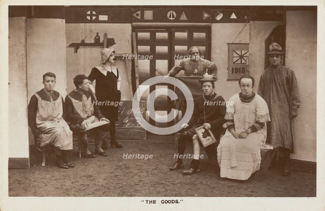 Soldiers, some in drag, performing in the concert party "The Goods", 1918. Creator: Unknown.