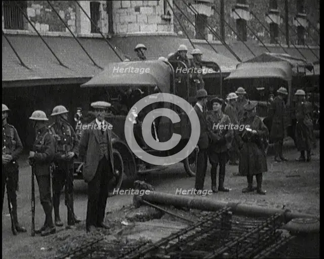 Soldiers Standing Guard as the Body of Terence MacSwiney Is Returned to Cork Harbour, 1920. Creator: British Pathe Ltd.