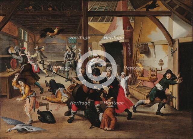 Soldiers plunder a farm, c 1620. Creator: Vrancx, Sebastiaen (1574-1647).