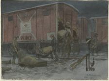 Soldiers plundering a railway wagon (from the series of watercolors Russian revolution), 1922. Artist: Vladimirov, Ivan Alexeyevich (1869-1947)