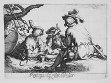 Soldiers Playing Cards, from the series Sixteen Peasant Subjects, 17th century. Creator: Cornelis Bloemaert