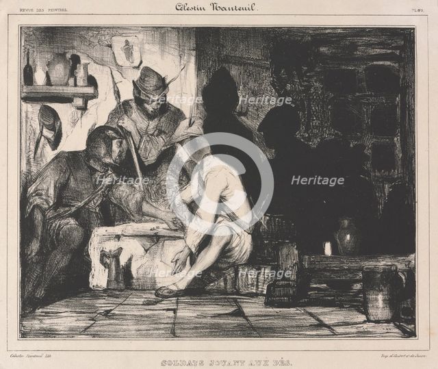 Soldiers Playing Dice, 1900s. Creator: Célestin François Nanteuil (French, 1813-1873); Aubert & Junca.