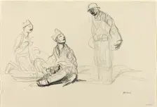 Soldiers Preparing a Meal, c. 1914/1919. Creator: Jean Louis Forain