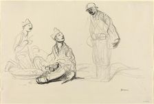 Soldiers Preparing a Meal, c. 1914/1919. Creator: Jean Louis Forain