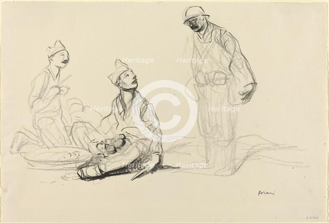 Soldiers Preparing a Meal, c. 1914/1919. Creator: Jean Louis Forain.