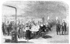 Soldiers Reading-Room, St. Mary's Barracks, Chatham, 1856. Creator: Unknown