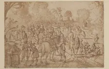 Soldiers Resting, between late 16th and early 17th century. Creator: Unknown Flemish; After Sebastian Vrancx Flemish, 1573-1647