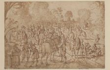 Soldiers Resting, between late 16th and early 17th century. Creator: Unknown Flemish; After Sebastian Vrancx Flemish, 1573-1647
