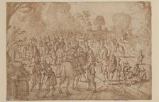 Soldiers Resting, between late 16th and early 17th century. Creator: Unknown Flemish; After Sebastian Vrancx Flemish, 1573-1647