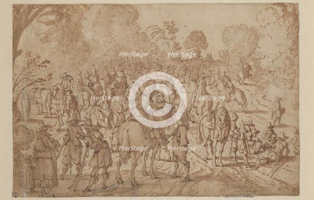 Soldiers Resting, between late 16th and early 17th century. Creator: Unknown Flemish; After Sebastian Vrancx  Flemish, 1573-1647.