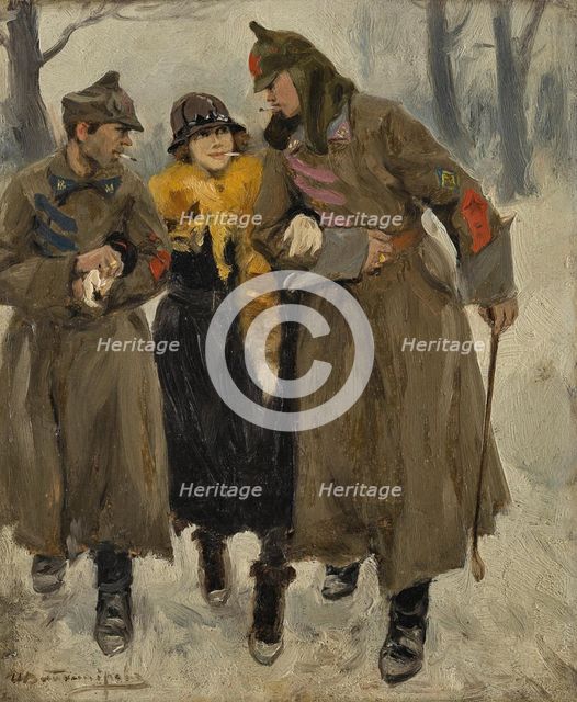 Soldiers With Prostitute. Creator: Vladimirov, Ivan Alexeyevich (1869-1947).