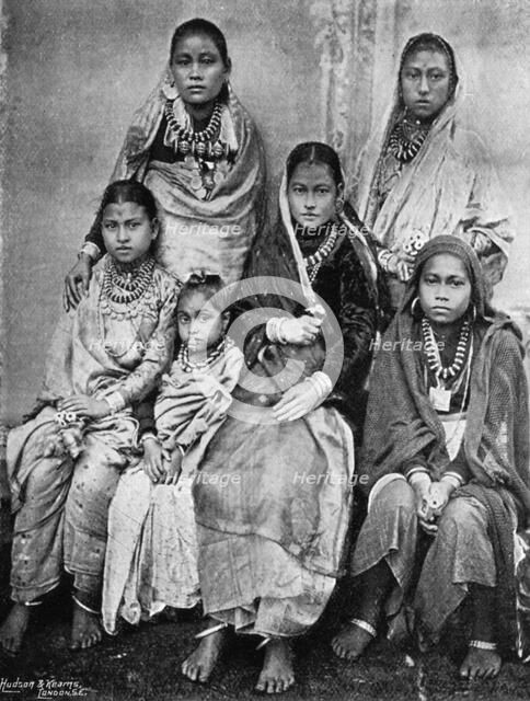 Soldiers' wives and children of the 44th Gurkhas, 1896. Artist: Bourne & Shepherd