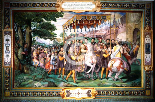Solemn entry of Francis I of France, Emperor Charles V, and Cardinal Alessandro Farnese in Paris …