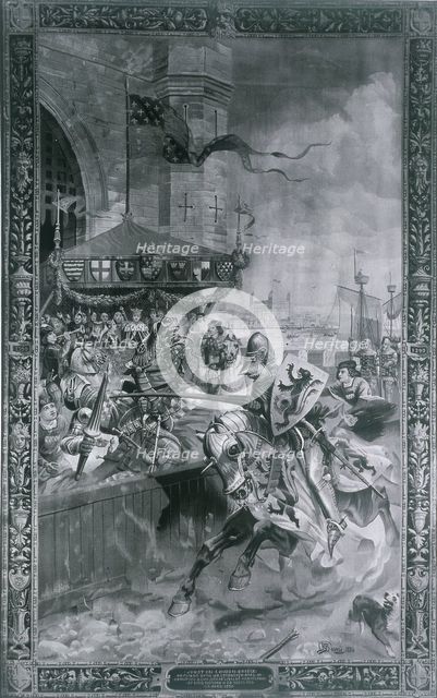 Solemn Joust on London Bridge, late 15th century, (1886). Artist: Richard Beavis