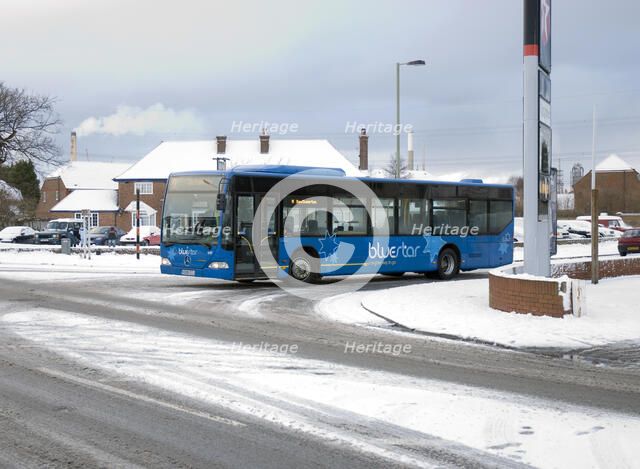 Solent Blue line Bus in snowy weather conditions