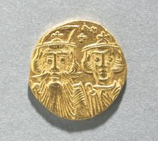 Solidus with Busts of Constans II and Constantine IV (obverse), 659-661. Creator: Unknown