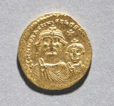Solidus with Heraclius and his Son Heraclius Constantine (obverse), c. 616-625. Creator: Unknown