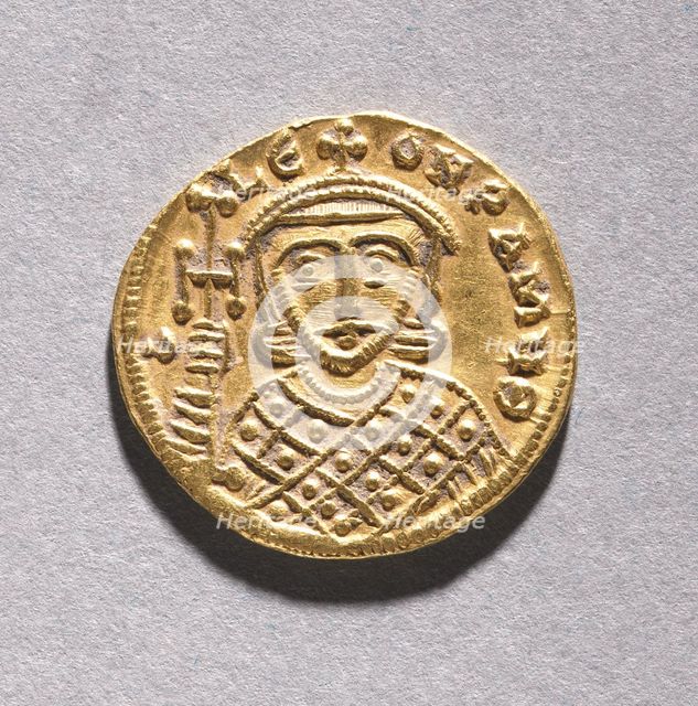 Solidus with Leo IV the Khazar and His Father Constantine V Copronymus , c. 751-775. Creator: Unknown.