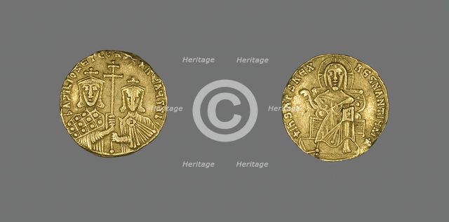 Solidus (Coin) of Basil I with Christ Enthroned, 868-870. Creator: Unknown.