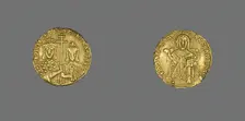 Solidus (Coin) of Basil I with Christ Enthroned, 868-870. Creator: Unknown