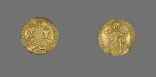 Solidus (Coin) of Basil I with Christ Enthroned, 868-870. Creator: Unknown